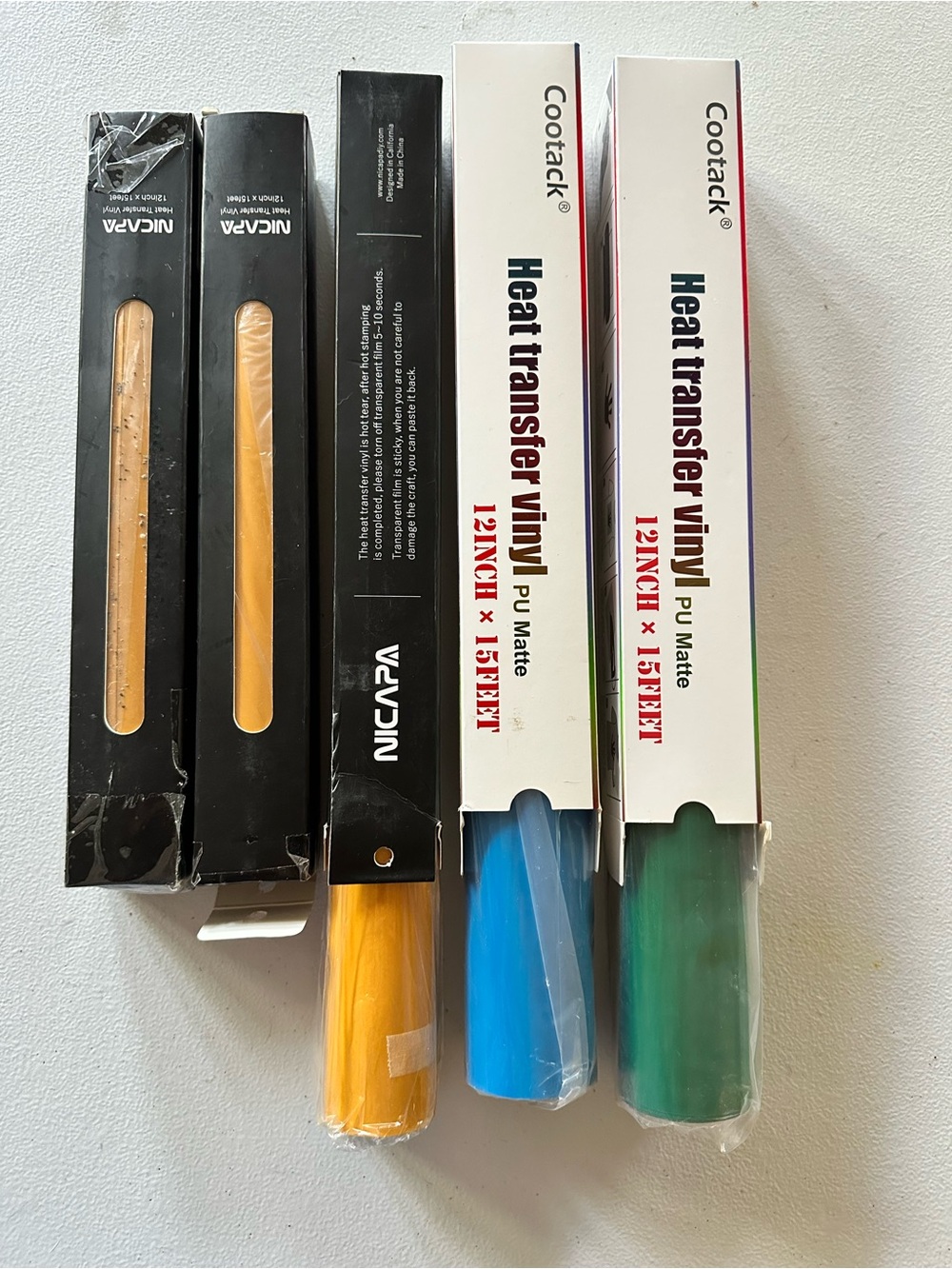 Heat Transfer Vinyl Roll - Blue, Green, Yellow